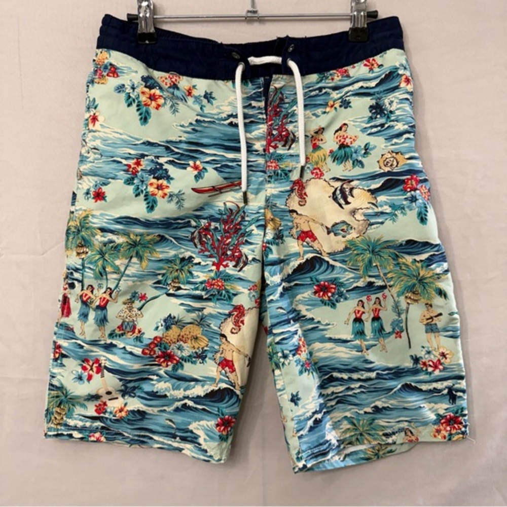 Polo Ralph‎ Lauren Kids Swim Shorts Size Large 14-16 Trunks Swimwear Hawaiian